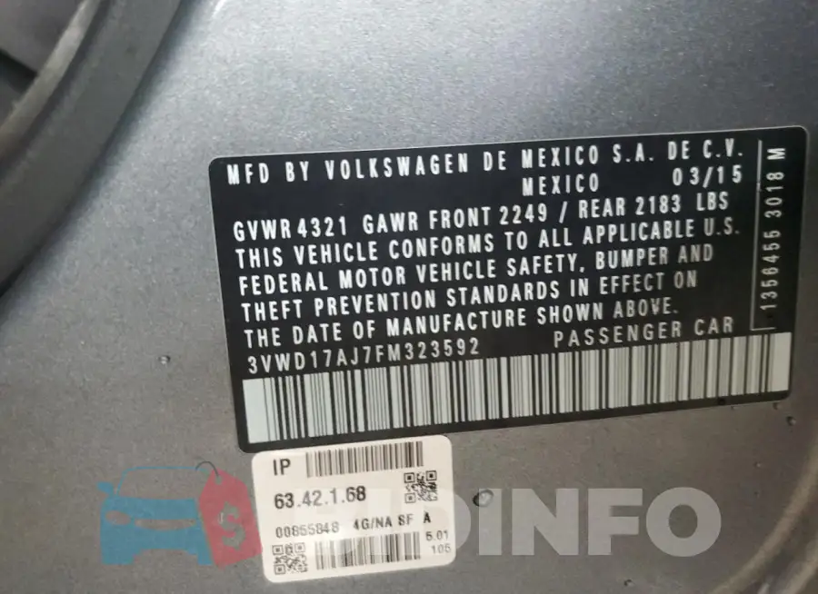 3VWD17AJ7FM323592 Photo# 12