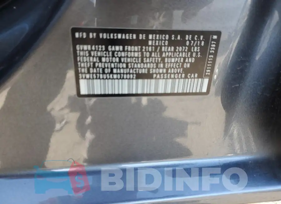 3VWE57BU5KM078092 Photo# 12