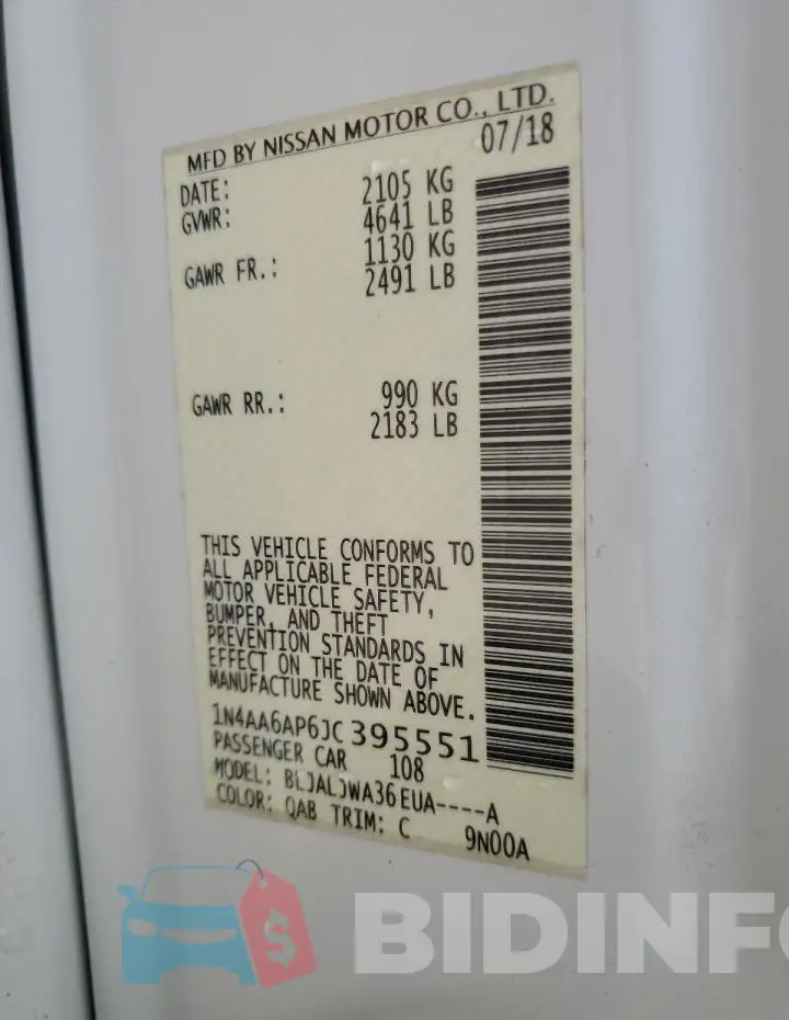 1N4AA6AP6JC395551 Photo# 13