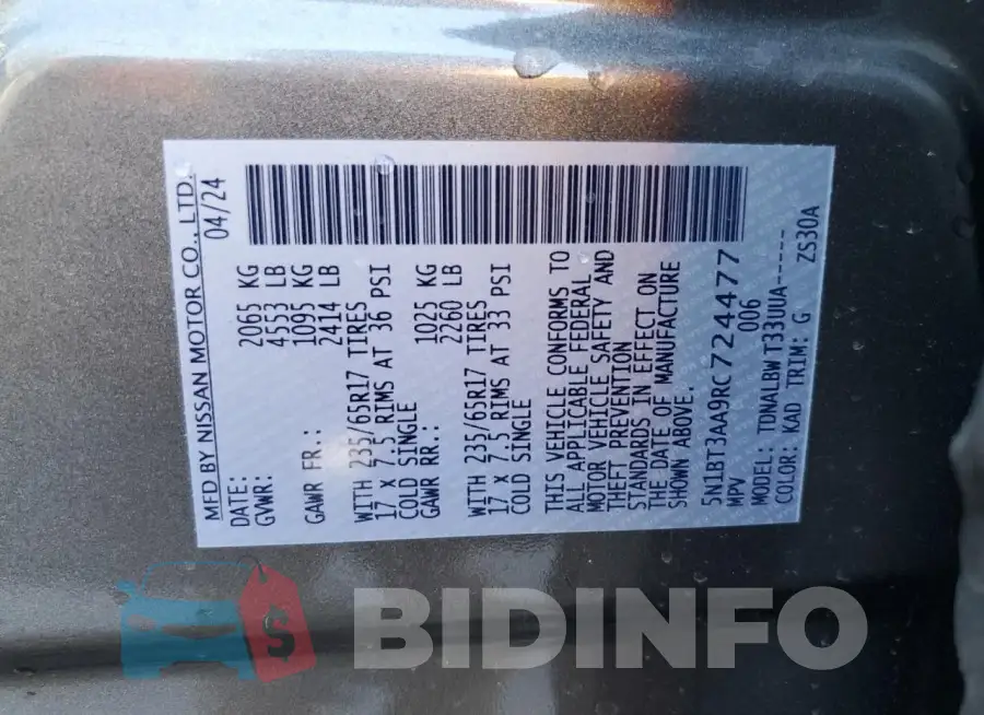 5N1BT3AA9RC724477 Photo# 14