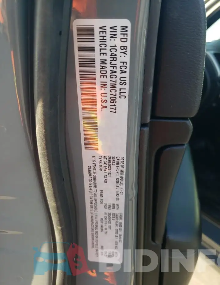1C4RJFAG7MC706177 Photo# 13