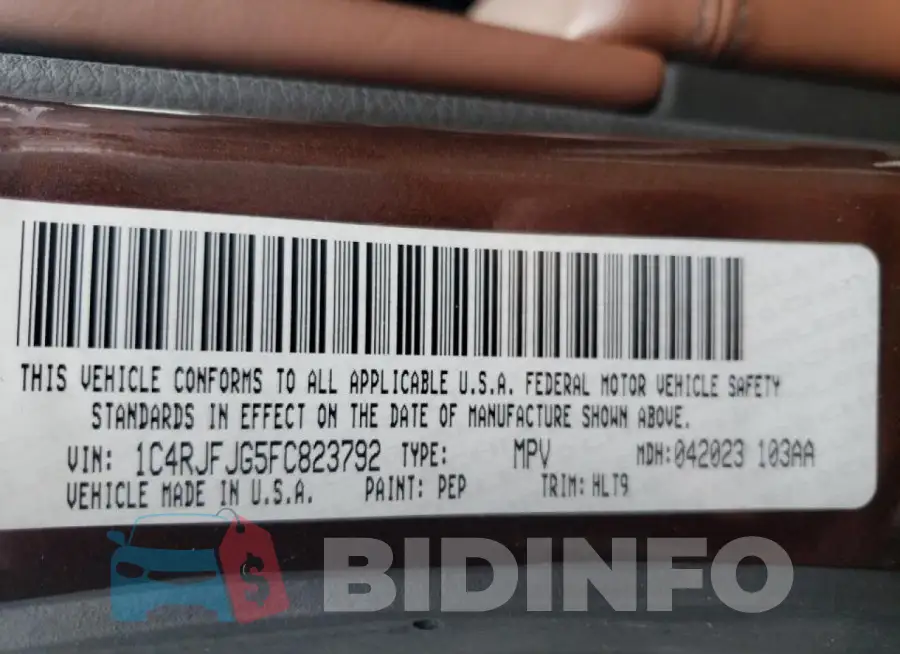 1C4RJFJG5FC823792 Photo# 14