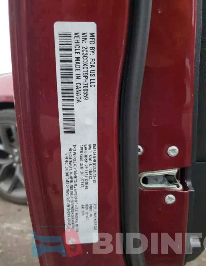 2C3CDXCT9PH700559 Photo# 12