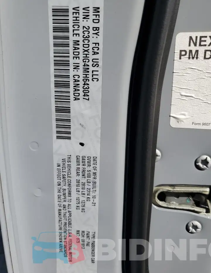 2C3CDXHG4MH643047 Photo# 13