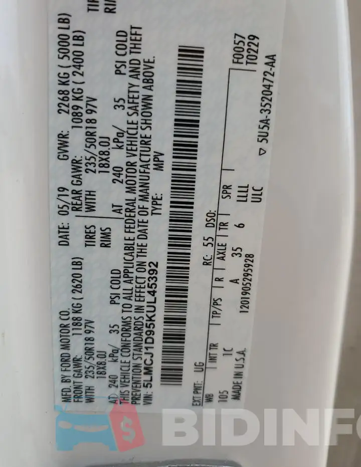 5LMCJ1D95KUL45392 Photo# 12