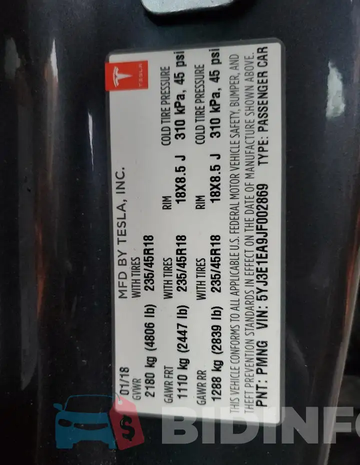 5YJ3E1EA9JF002869 Photo# 12
