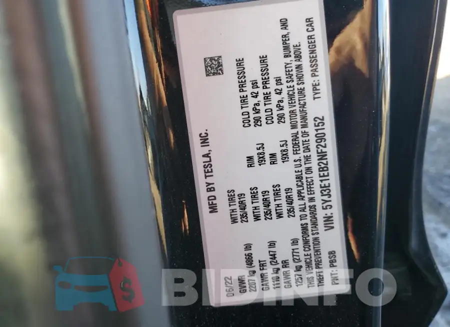 5YJ3E1EB2NF290152 Photo# 12