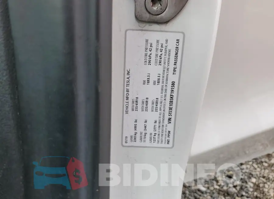 5YJ3E1EB5KF191580 Photo# 13