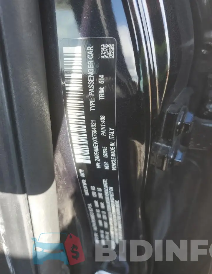 ZARFAMEVXK7604321 Photo# 12