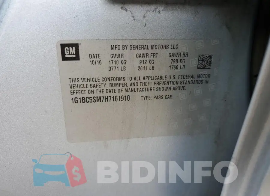 1G1BC5SM7H7161910 Photo# 12