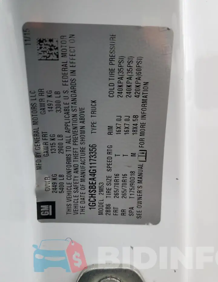 1GCHSBEA4G1173356 Photo# 12