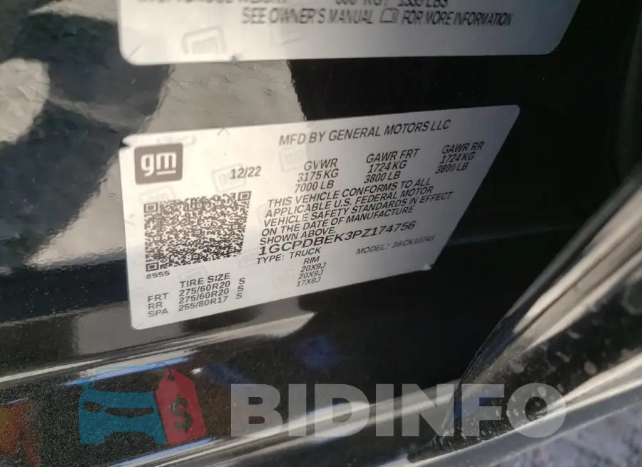 1GCPDBEK3PZ174756 Photo# 12