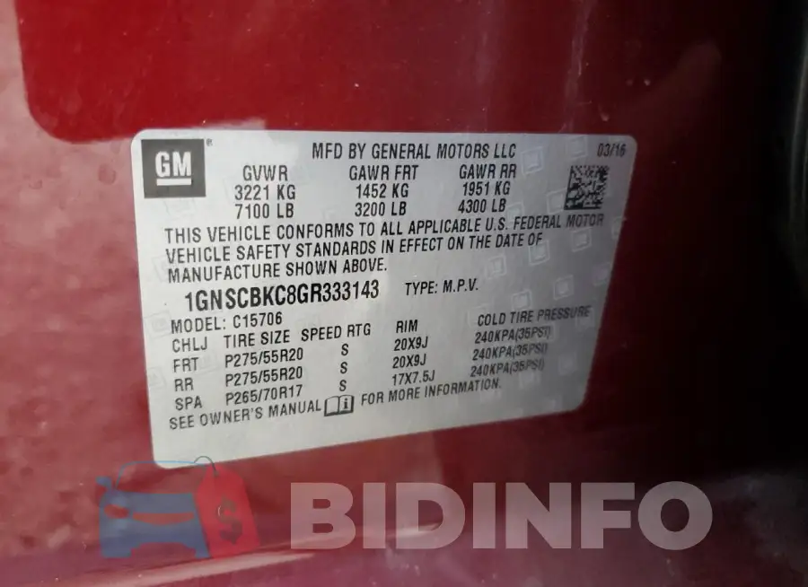 1GNSCBKC8GR333143 Photo# 13
