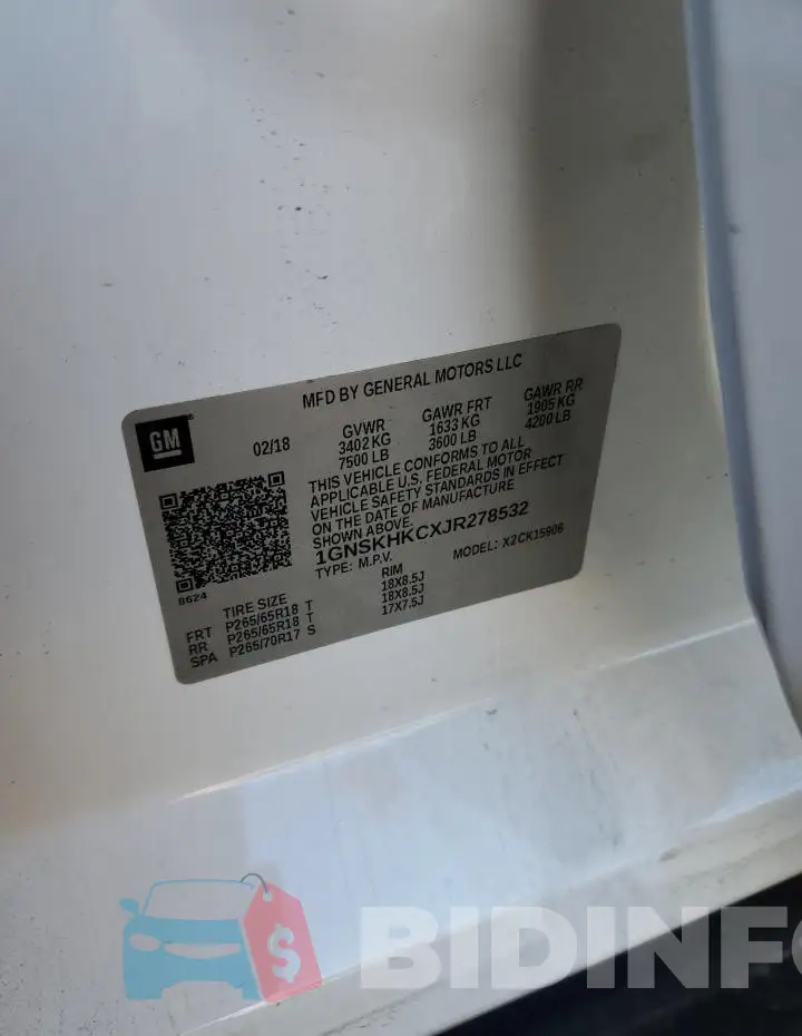 1GNSKHKCXJR278532 Photo# 14