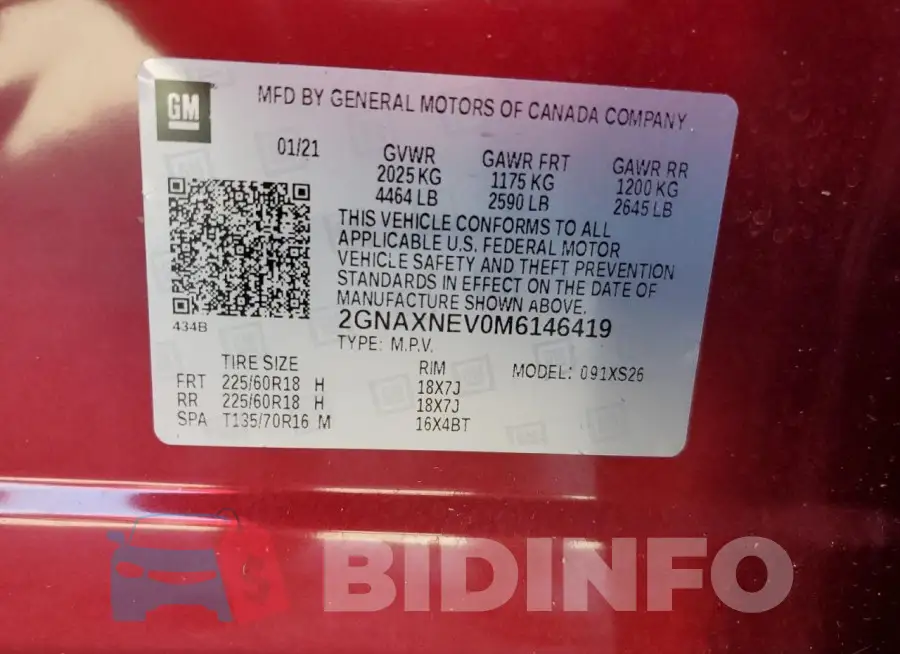 2GNAXNEV0M6146419 Photo# 14