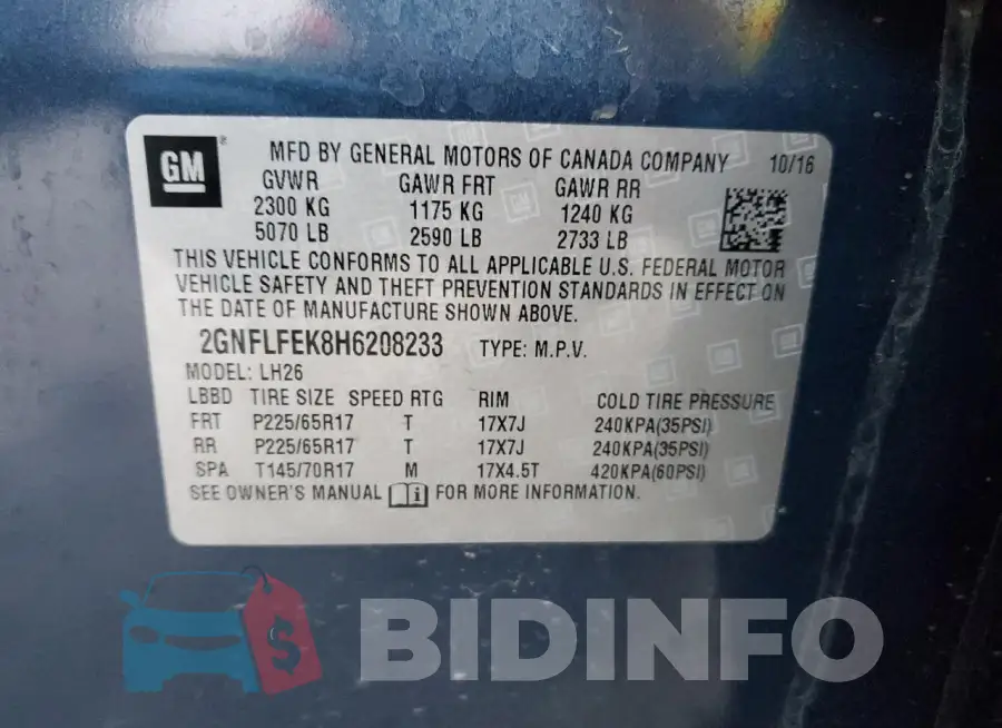 2GNFLFEK8H6208233 Photo# 13