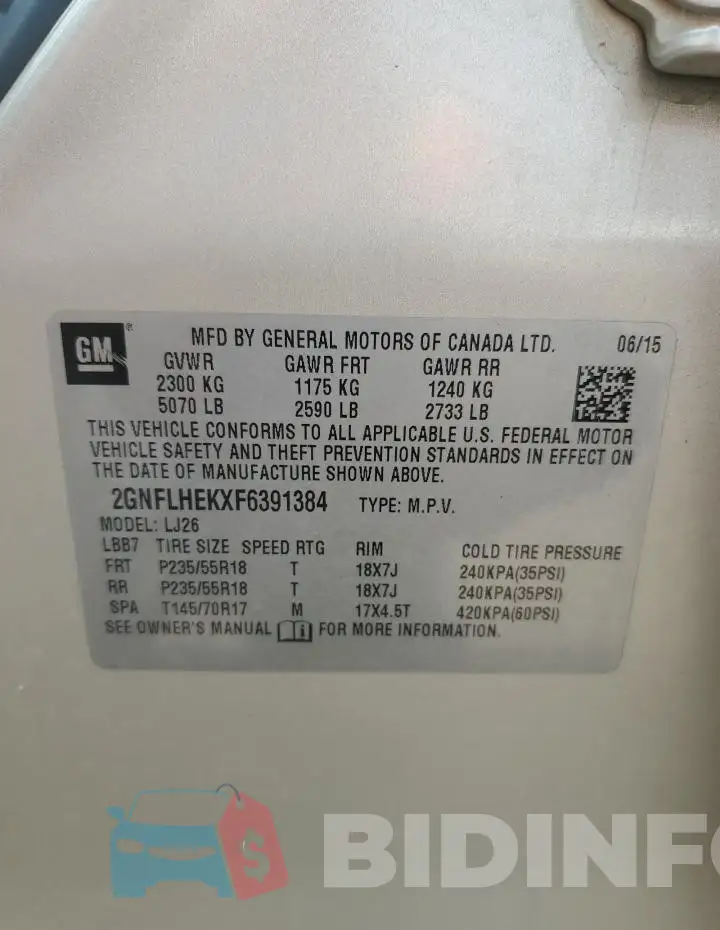 2GNFLHEKXF6391384 Photo# 13