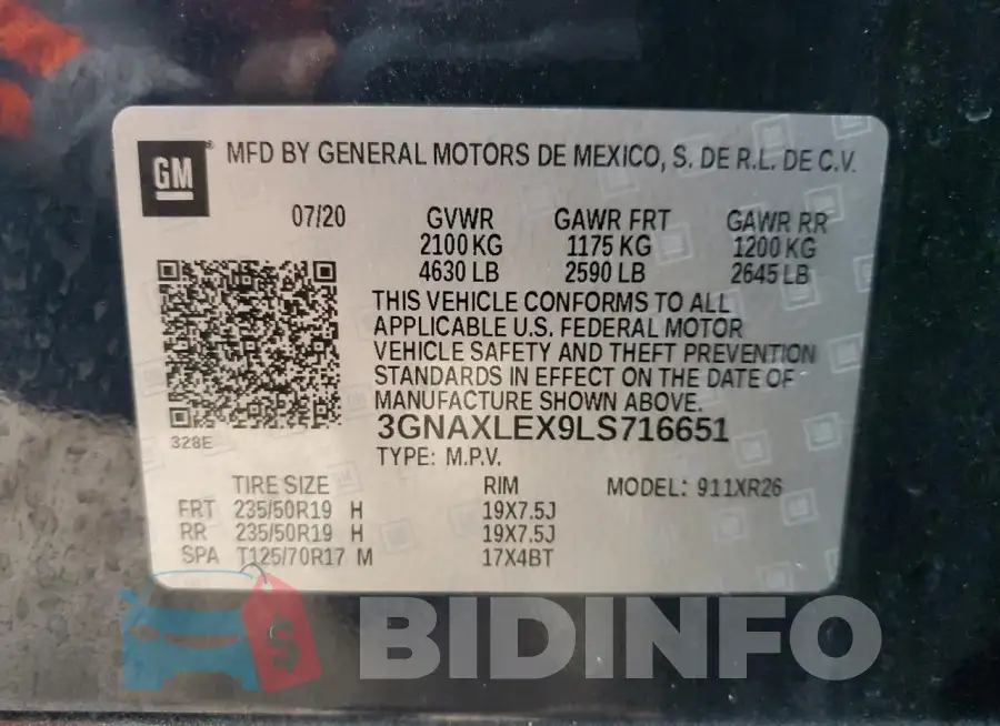 3GNAXLEX9LS716651 Photo# 12
