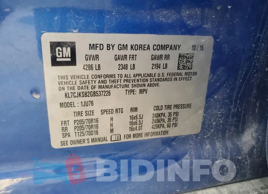 KL7CJKSB2GB537226 Photo# 14
