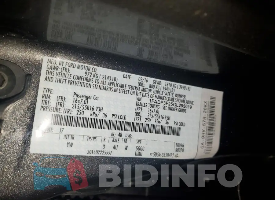 1FADP3F25GL295019 Photo# 12
