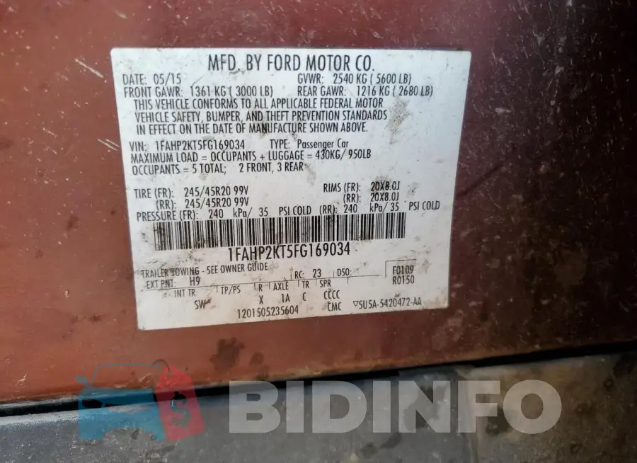 1FAHP2KT5FG169034 Photo# 12