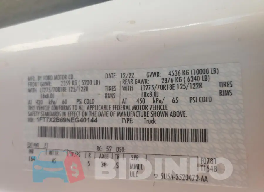 1FT7X2B69NEG40144 Photo# 13