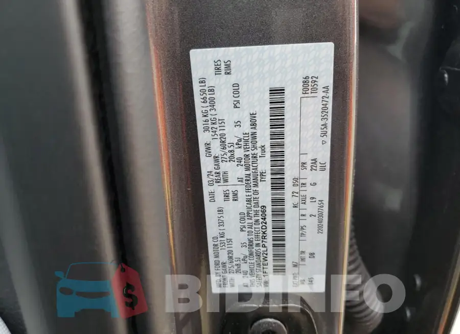 1FTEW2LP7RKD24069 Photo# 12