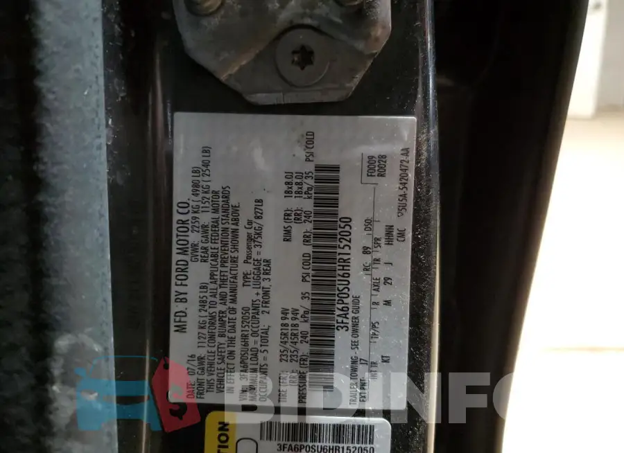 3FA6P0SU6HR152050 Photo# 12