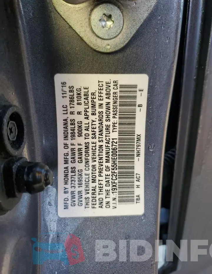 19XFC2F55HE006721 Photo# 12