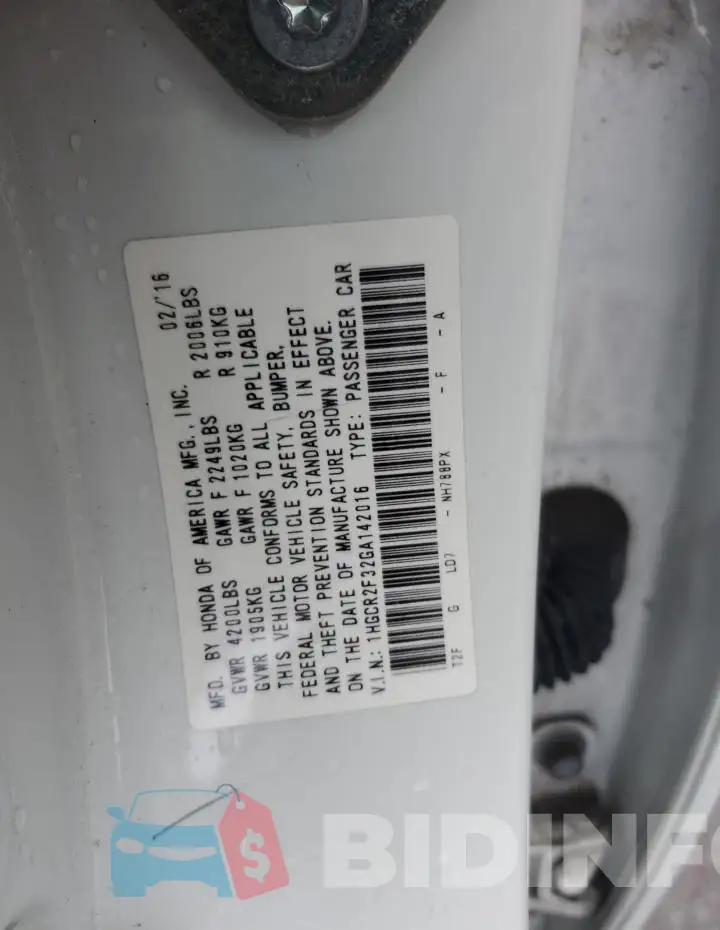 1HGCR2F32GA142016 Photo# 12