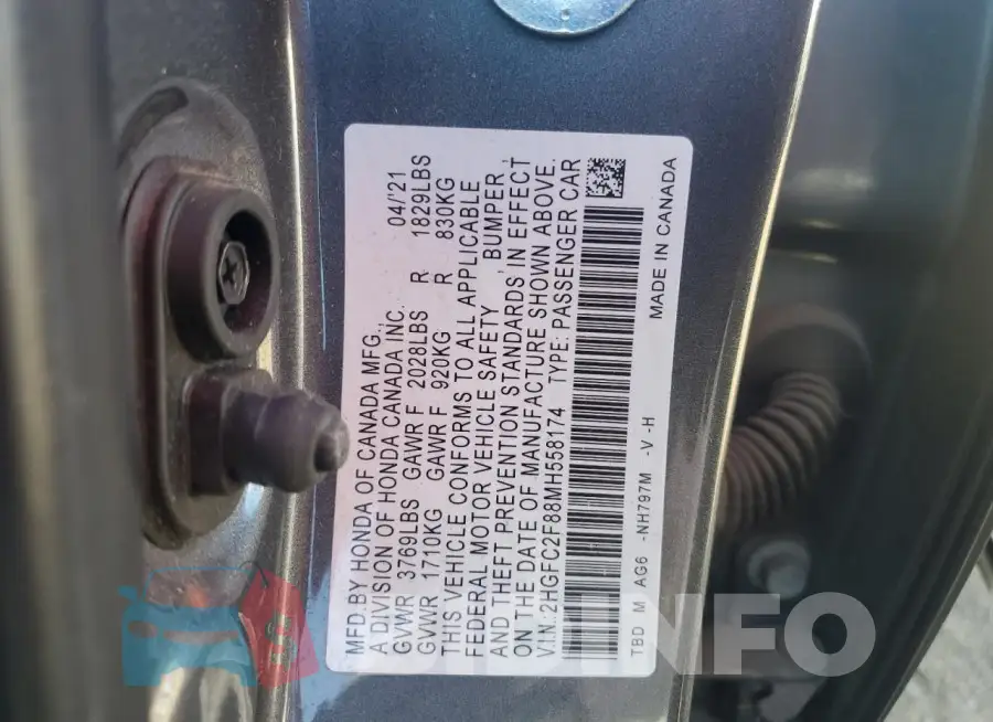 2HGFC2F88MH558174 Photo# 12