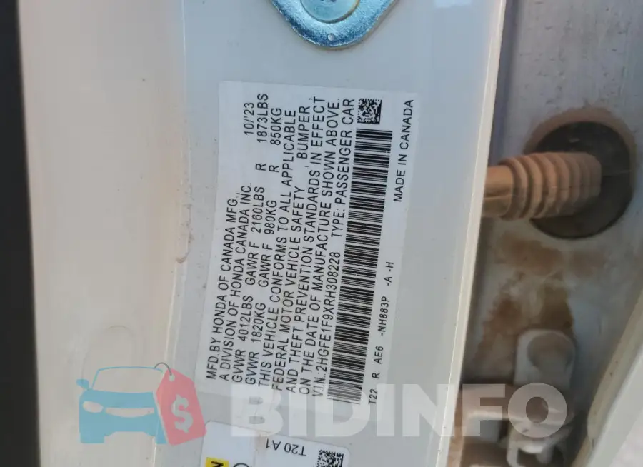 2HGFE1F9XRH308228 Photo# 12
