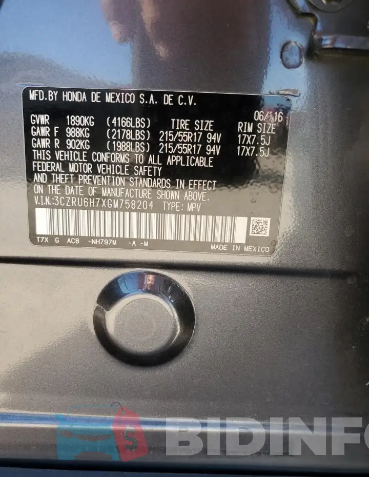 3CZRU6H7XGM758204 Photo# 12
