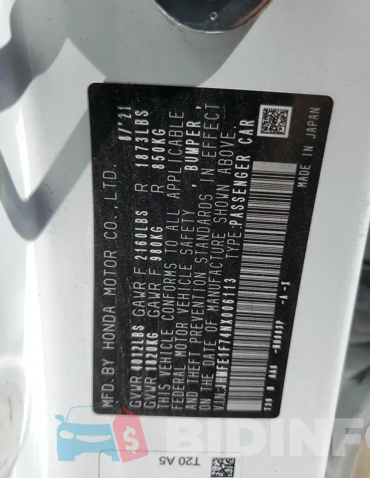 JHMFE1F74NX006113 Photo# 12