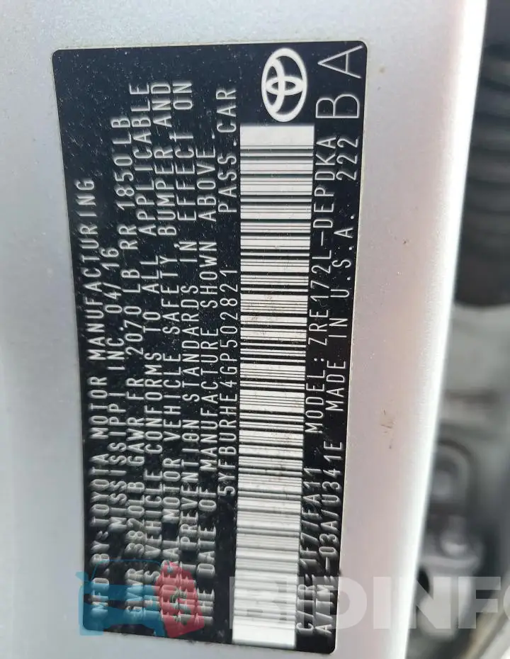 5YFBURHE4GP502821 Photo# 13