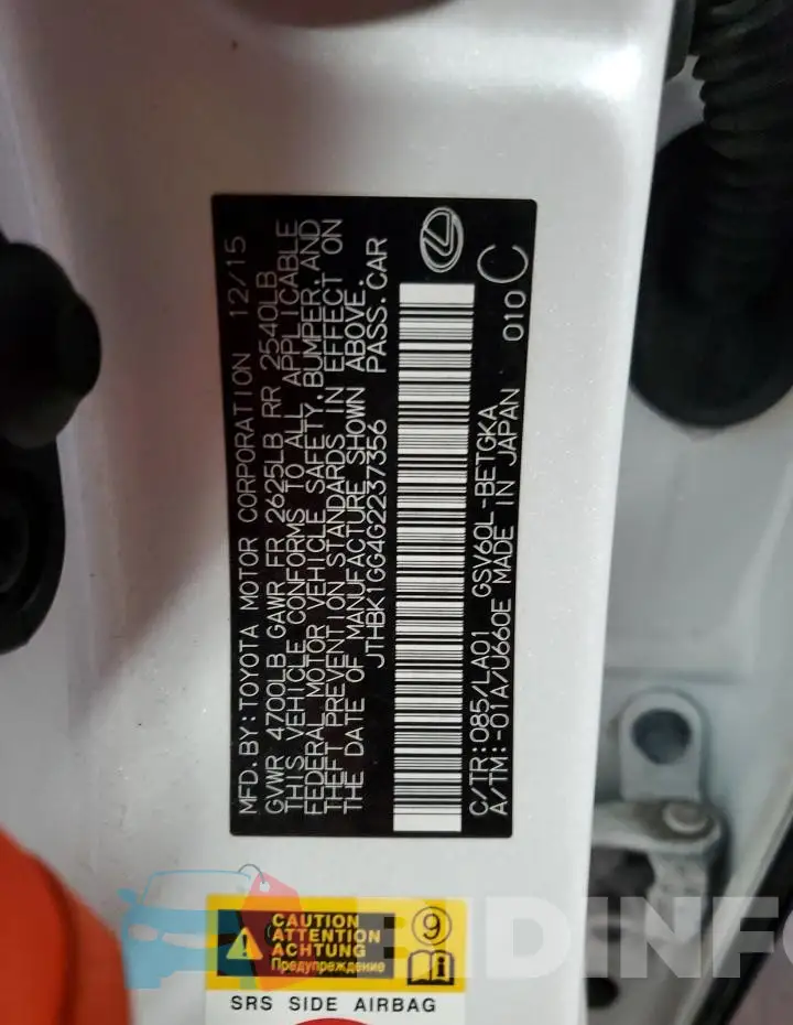 JTHBK1GG4G2237356 Photo# 12