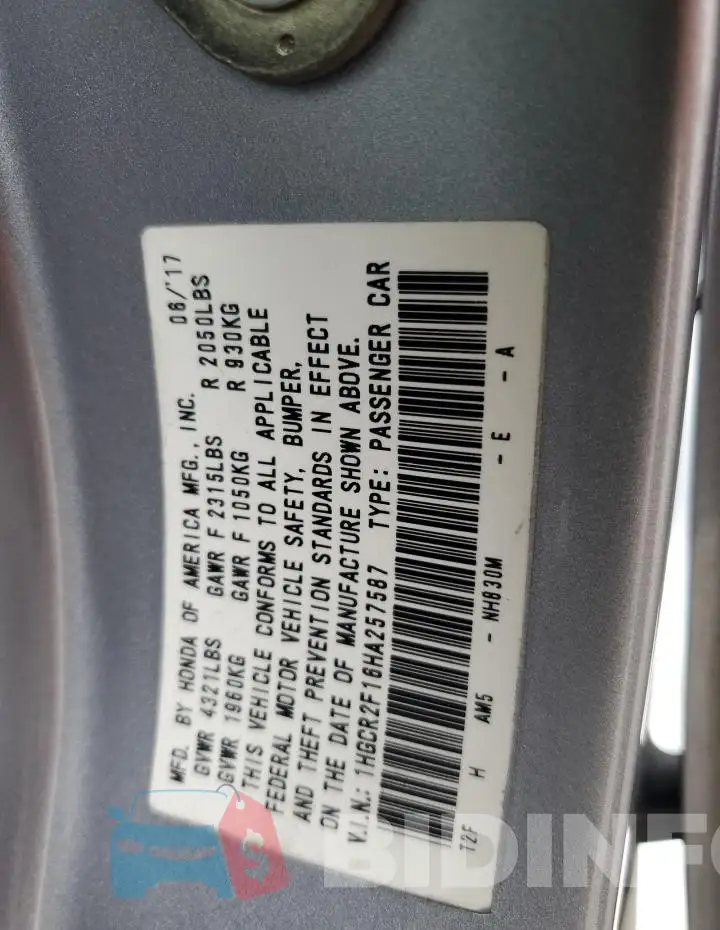 1HGCR2F16HA257587 Photo# 13