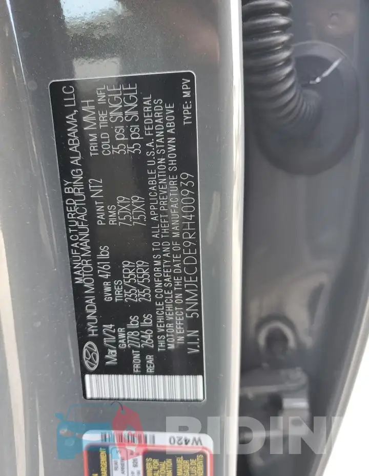 5NMJECDE9RH400939 Photo# 13