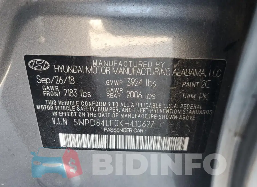 5NPD84LF0KH410627 Photo# 12