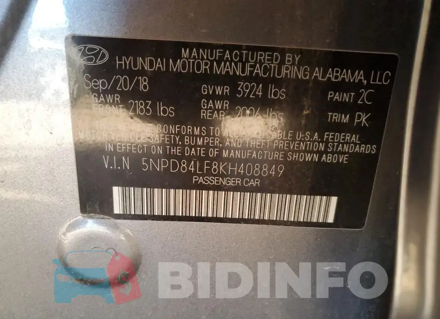 5NPD84LF8KH408849 Photo# 12