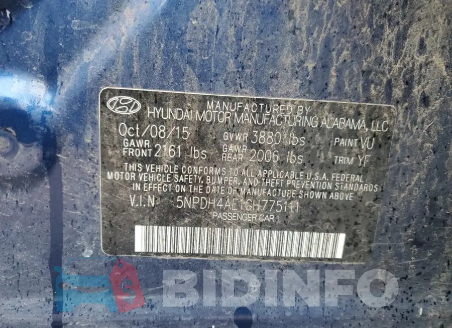 5NPDH4AE1GH775111 Photo# 12