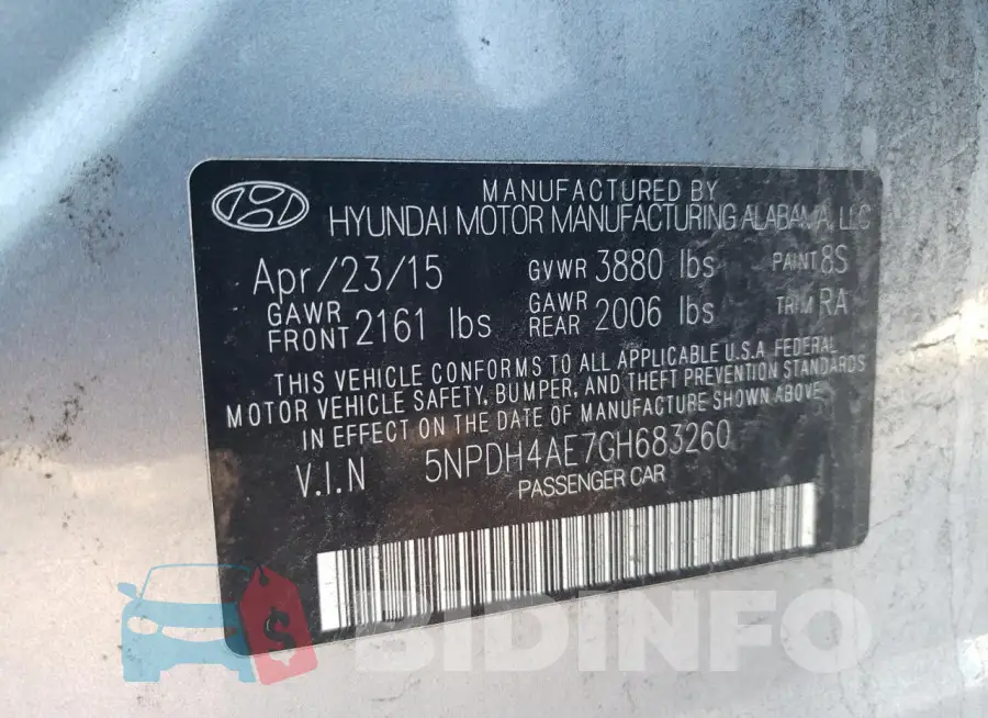 5NPDH4AE7GH683260 Photo# 12