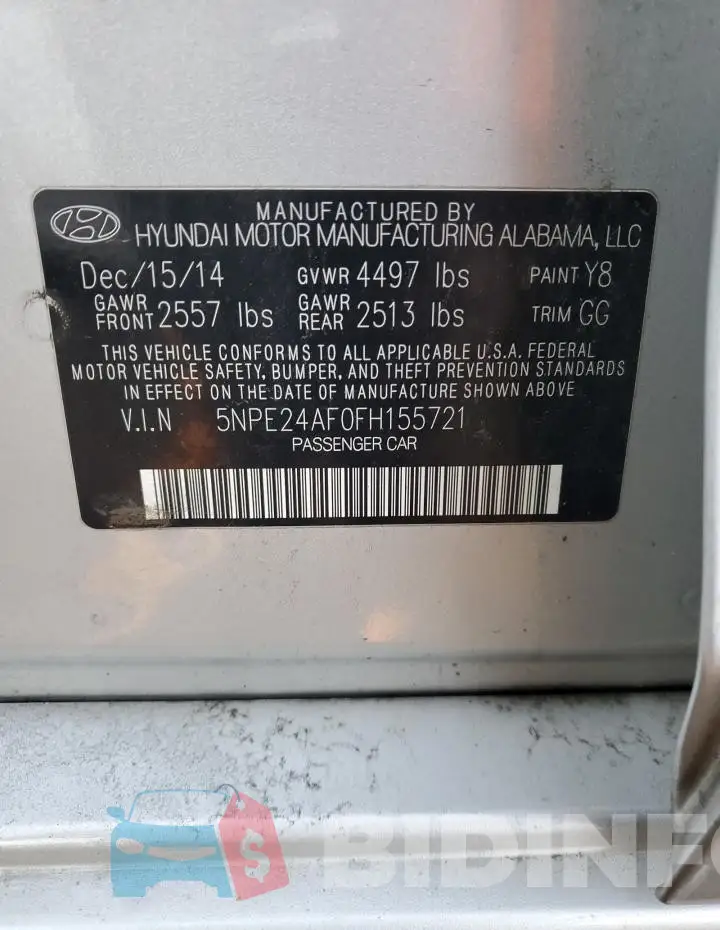 5NPE24AF0FH155721 Photo# 12