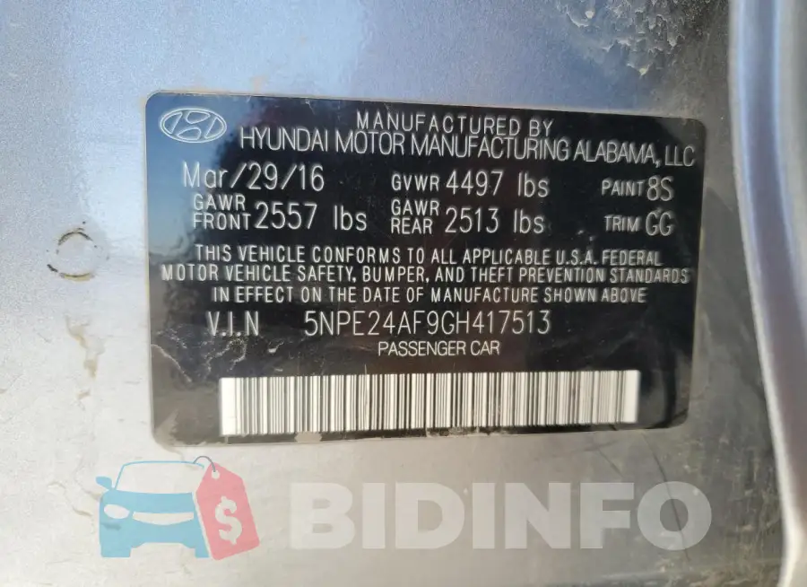 5NPE24AF9GH417513 Photo# 13