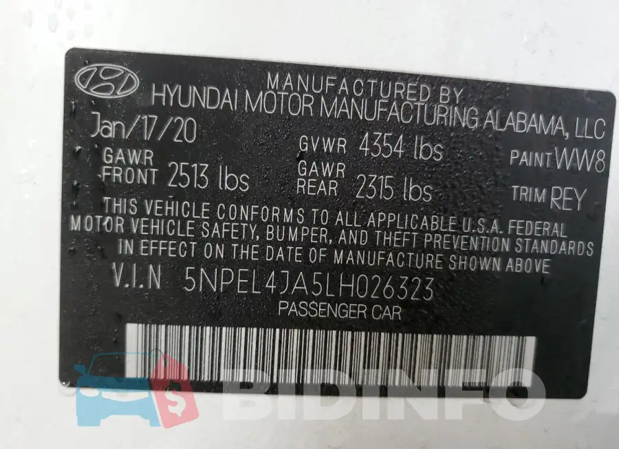 5NPEL4JA5LH026323 Photo# 12