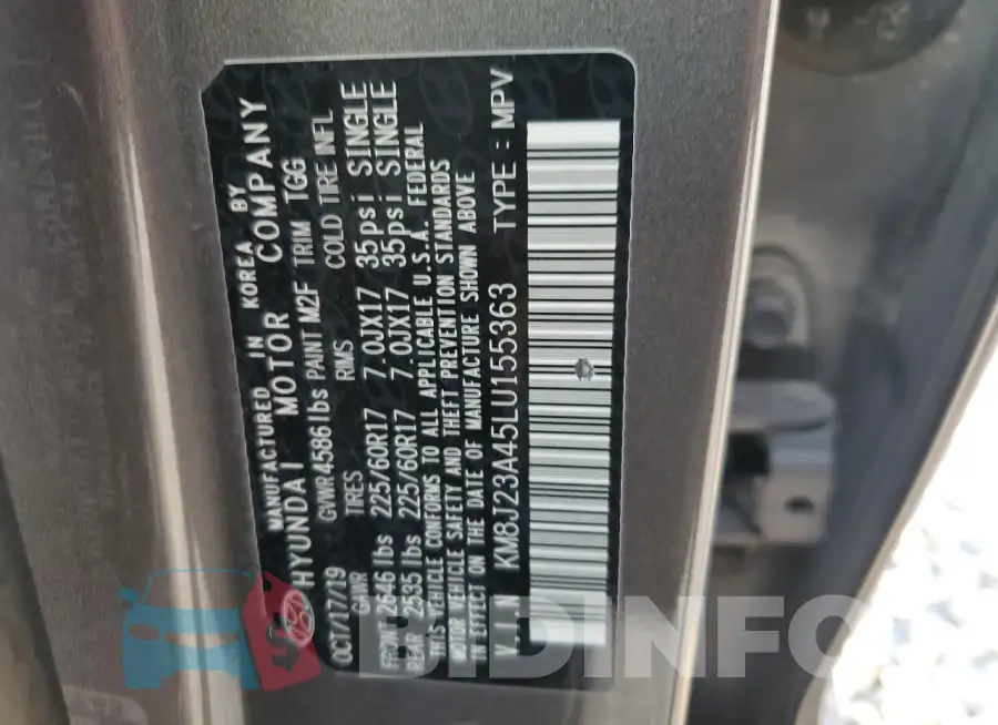 KM8J23A45LU155363 Photo# 13