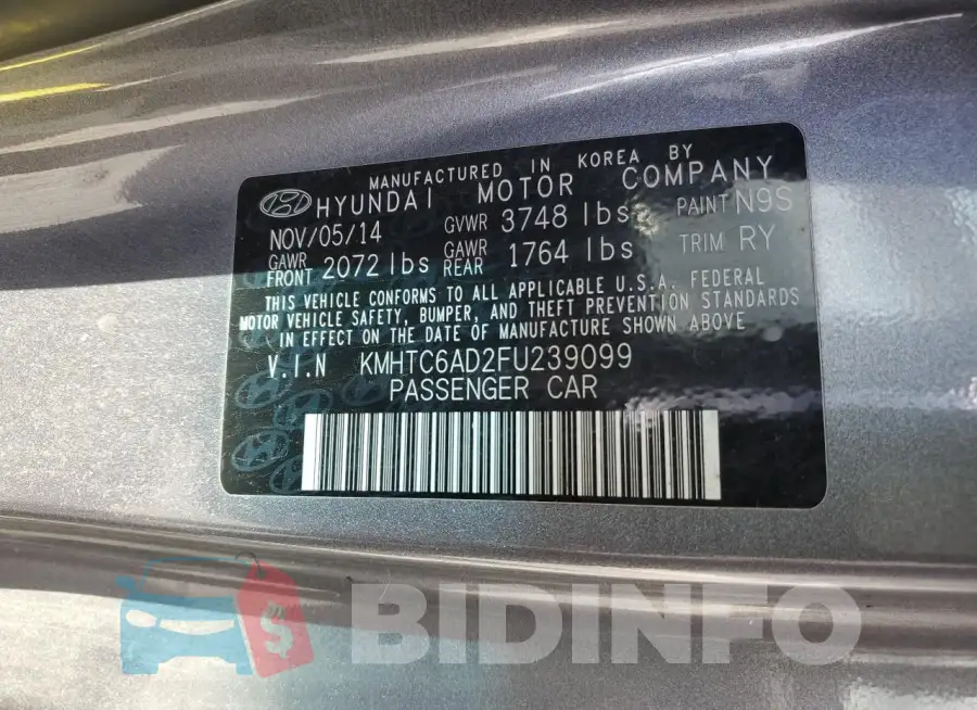KMHTC6AD2FU239099 Photo# 12