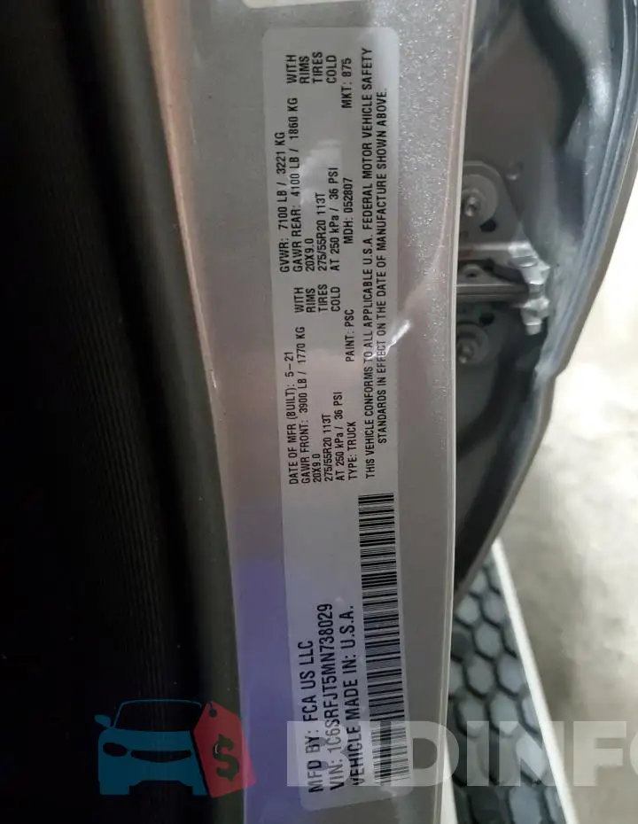 1C6SRFJT5MN738029 Photo# 13