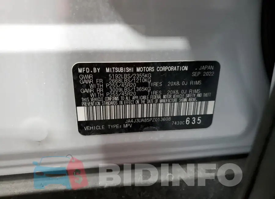 JA4J3UA85PZ013608 Photo# 13