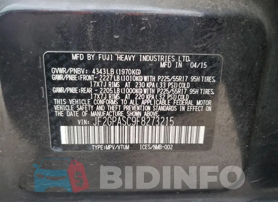 JF2GPASC9F8273215 Photo# 13